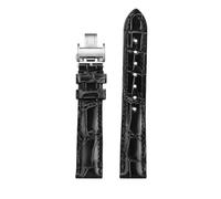 JVEIWAD Compatible con correa de cuero de cocodrilo Hi-Q 15 16 17 18 Correa de reloj azul negro rojo Compatible con la serie Jaeger-lecoultre REVERSO RENDEZ-VOUS MASTER CONTROL(Black-Silver,15mm)