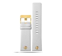 JVEIWAD Compatible con Diesel DZ7257 DZ4323 DZ7348 DZ7313 DZ7312 DZ7350 Correa de reloj de cuero for hombre, correa de cuero de vaca remachada con esfera grande(White gold buckle,24mm)