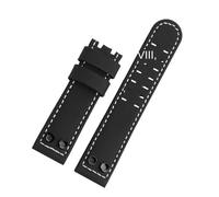 JVEIWAD Compatible con la correa de reloj Hamilton con clavos Navy Aviation Field H78616553 H78555553 Correa de reloj de cuero vintage Correa de pulsera 22 mm 24 mm(Black BK Nail-NO,24mm)