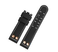 JVEIWAD Compatible con la correa de reloj Hamilton con clavos Navy Aviation Field H78616553 H78555553 Correa de reloj de cuero vintage Correa de pulsera 22 mm 24 mm(Black RD Nail-NO,24mm)