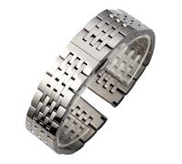 JVEIWAD Correa de acero inoxidable con siete cuentas sólidas, compatible la serie Locle T41, pulsera repuesto codo 12-24 mm(Silver,18mm)