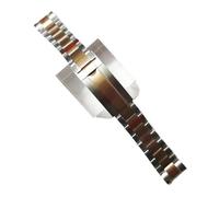 JVEIWAD Correa de reloj 20 mm ancho, acero inoxidable macizo, hebilla ajuste fino, compatible con caja NH35, correa Oyster pulida y cepillada(03)