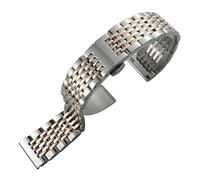 JVEIWAD Correa de reloj acero inoxidable 316L 18 mm, 19, 20, 21 y 22 compatible con Tissot SEIKO SKX 5 Certina, pulsera plata oro rosa(Silver Rosegold,21mm)