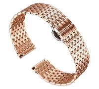 JVEIWAD Correa de reloj acero inoxidable compatible con OB, compatible DW Longines L4, cómoda llevar, hebilla mariposa doble presión, correa 14, 16, 18 y 20 mm(Rose gold,18mm)