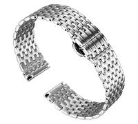 JVEIWAD Correa de reloj acero inoxidable compatible con OB, compatible DW Longines L4, cómoda llevar, hebilla mariposa doble presión, correa 14, 16, 18 y 20 mm(Silver,18mm)