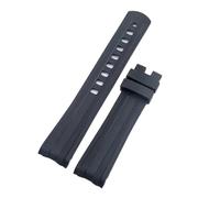 JVEIWAD Correa de reloj caucho fluorado FKM natural curvado 20 mm, compatible con correas Omega y Seamaster 300, hebilla pasador(Black,Silver Buckle)