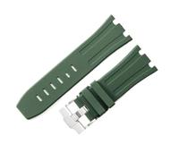 JVEIWAD Correa de reloj compatible con Audemars y Piguet Royal Oak, correa original AP 15710 26470 silicona, deportiva for 28 mm, accesorio(Green-silver)
