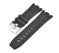 JVEIWAD Correa de reloj compatible con Audemars y Piguet Royal Oak, correa original AP 15710 26470 silicona, deportiva for 28 mm, accesorio(Black-silver)