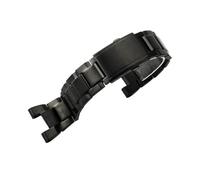 JVEIWAD Correa de reloj con muescas acero inoxidable macizo, compatible Casio GST-B100/S110/W300/400, correa cuentas arroz Matel(Black)