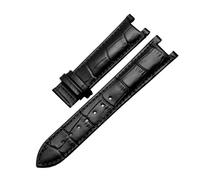 JVEIWAD Correa de reloj con muescas de piel de cocodrilo Compatible con pulsera de cuero GC Guess Pasha 20MM 22 * 13MM for hombres(Black-a-no clasp,22-13mm)