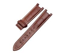 JVEIWAD Correa de reloj con muescas de piel de cocodrilo Compatible con pulsera de cuero GC Guess Pasha 20MM 22 * 13MM for hombres(Brown-b-no clasp,22-13mm)