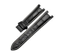 JVEIWAD Correa de reloj con muescas de piel de cocodrilo Compatible con pulsera de cuero GC Guess Pasha 20MM 22 * 13MM for hombres(Black-b-no clasp,20-12mm)