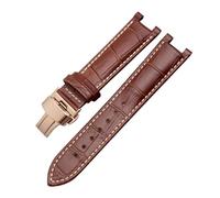 JVEIWAD Correa de reloj con muescas de piel de cocodrilo Compatible con pulsera de cuero GC Guess Pasha 20MM 22 * 13MM for hombres(A-brown-b-rose gold,22-13mm)
