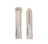 JVEIWAD Correa de reloj con parte inferior de goma de silicona y lona de nailon, 20 mm, 21 mm, 22 mm, línea negra, naranja, roja y azul, compatible con Omega Seamaster Planet Ocean 600 m(Gray orange-S