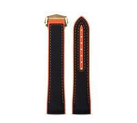 JVEIWAD Correa de reloj con parte inferior de goma de silicona y lona de nailon, 20 mm, 21 mm, 22 mm, línea negra, naranja, roja y azul, compatible con Omega Seamaster Planet Ocean 600 m(Black orange-