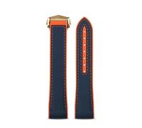 JVEIWAD Correa de reloj con parte inferior de goma de silicona y lona de nailon, 20 mm, 21 mm, 22 mm, línea negra, naranja, roja y azul, compatible con Omega Seamaster Planet Ocean 600 m(Blue orange-G