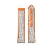 JVEIWAD Correa de reloj con parte inferior de goma de silicona y lona de nailon, 20 mm, 21 mm, 22 mm, línea negra, naranja, roja y azul, compatible con Omega Seamaster Planet Ocean 600 m(Gray orange-N