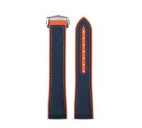 JVEIWAD Correa de reloj con parte inferior de goma de silicona y lona de nailon, 20 mm, 21 mm, 22 mm, línea negra, naranja, roja y azul, compatible con Omega Seamaster Planet Ocean 600 m(Blue orange-S