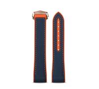 JVEIWAD Correa de reloj con parte inferior de goma de silicona y lona de nailon, 20 mm, 21 mm, 22 mm, línea negra, naranja, roja y azul, compatible con Omega Seamaster Planet Ocean 600 m(Blue orange-R
