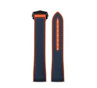 JVEIWAD Correa de reloj con parte inferior de goma de silicona y lona de nailon, 20 mm, 21 mm, 22 mm, línea negra, naranja, roja y azul, compatible con Omega Seamaster Planet Ocean 600 m(Blue orange-B