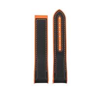 JVEIWAD Correa de reloj con parte inferior de goma de silicona y lona de nailon, 20 mm, 21 mm, 22 mm, línea negra, naranja, roja y azul, compatible con Omega Seamaster Planet Ocean 600 m(Black orange-