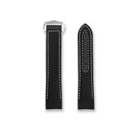 JVEIWAD Correa de reloj con parte inferior de goma de silicona y lona de nailon, 20 mm, 21 mm, 22 mm, línea negra, naranja, roja y azul, compatible con Omega Seamaster Planet Ocean 600 m(Black white-S