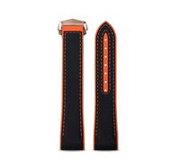 JVEIWAD Correa de reloj con parte inferior de goma de silicona y lona de nailon, 20 mm, 21 mm, 22 mm, línea negra, naranja, roja y azul, compatible con Omega Seamaster Planet Ocean 600 m(Black orange-