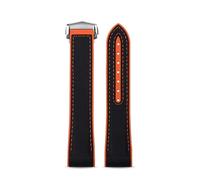 JVEIWAD Correa de reloj con parte inferior de goma de silicona y lona de nailon, 20 mm, 21 mm, 22 mm, línea negra, naranja, roja y azul, compatible con Omega Seamaster Planet Ocean 600 m(Black orange-