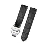 JVEIWAD Correa de reloj cuero compatible con Cartier Santos 100, correa hebilla plegable for hombre y mujer, 20 mm 23(Black Silver Buckle,23mm)