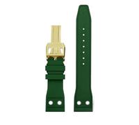 JVEIWAD Correa de reloj de caucho fluorado de 20, 21 y 22 mm compatible con IWC Pilot Mark-xx Calendario perpetuo Portugieser Yacht Club Portofino Moon Phase Series(Dark green-Gold,22mm)