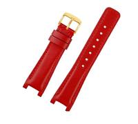 JVEIWAD Correa de reloj de cuero de vaca con muesca de 16, 20 y 22 mm, correa de reloj roja y blanca for hombres y mujeres, compatible con el reloj Guc Double G YA1335 YA1333 YA1332 Series(Red-G pin,2
