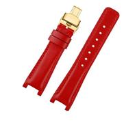 JVEIWAD Correa de reloj de cuero de vaca con muesca de 16, 20 y 22 mm, correa de reloj roja y blanca for hombres y mujeres, compatible con el reloj Guc Double G YA1335 YA1333 YA1332 Series(Red-Gold,16