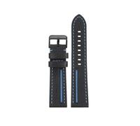 JVEIWAD Correa de reloj de piel de vaca Lea/ther 22MM suave negro rojo azul amarillo líneas correa de reloj for hombre Compatible con CASIO EDIFICE EFR-303L 303D EQB-501 EFS-S500(Black blue-B pin)