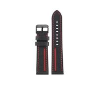 JVEIWAD Correa de reloj de piel de vaca Lea/ther 22MM suave negro rojo azul amarillo líneas correa de reloj for hombre Compatible con CASIO EDIFICE EFR-303L 303D EQB-501 EFS-S500(Black red-B pin)