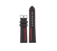 JVEIWAD Correa de reloj de piel de vaca Lea/ther 22MM suave negro rojo azul amarillo líneas correa de reloj for hombre Compatible con CASIO EDIFICE EFR-303L 303D EQB-501 EFS-S500(Black red-S pin)