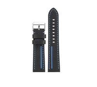 JVEIWAD Correa de reloj de piel de vaca Lea/ther 22MM suave negro rojo azul amarillo líneas correa de reloj for hombre Compatible con CASIO EDIFICE EFR-303L 303D EQB-501 EFS-S500(Black blue-S pin)