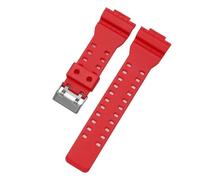 JVEIWAD Correa de reloj de silicona de camuflaje de 16mm Compatible con Casio G-SHOCK GLS/GA110-100/120/130 GA-110GB correa de goma accesorios suaves for hombres(Red-silver bucke)