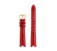 JVEIWAD Correa de reloj for mujer de cuero de vaca con muesca de 12 y 14 mm, accesorios de cadena, correa de reloj negra, blanca y rosa, compatible con la serie GC YA141401 YA141505(Red-G pin,14x5mm)