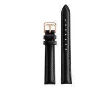 JVEIWAD Correa de reloj for mujer de piel de vaca de 15 mm, 16 mm, 18 mm, 20 mm, correa de reloj negra, rosa, roja y blanca, Compatible con Casio Omega Tissot Longines(A Black-RG pin,20mm)