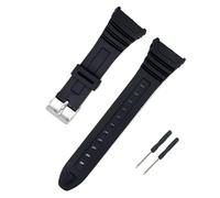 JVEIWAD Correa de reloj goma compatible con Casio W-96H 3239, pulsera deportiva for exteriores, correa for hombre, hebilla plástico o acero(Black-Steel clasp)