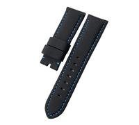 JVEIWAD Correa de reloj Panerai Luminor Sumergible PAM01119 01663 de nailon luminoso y fibra de carbono de piel de becerro (22 mm, 24 mm y 26 mm)(Black blue,24mm)