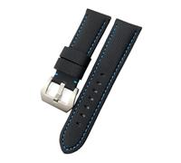 JVEIWAD Correa de reloj Panerai Luminor Sumergible PAM01119 01663 de nailon luminoso y fibra de carbono de piel de becerro (22 mm, 24 mm y 26 mm)(Black blue Silver,22mm)