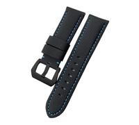JVEIWAD Correa de reloj Panerai Luminor Sumergible PAM01119 01663 de nailon luminoso y fibra de carbono de piel de becerro (22 mm, 24 mm y 26 mm)(Black blue Black,20mm)