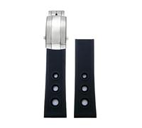 JVEIWAD Correa de reloj silicona 20 mm, 21, 22, 23 y 24 compatible con Breitling Superocean Avenger, resistente al agua, color azul negro(Black silver2,24mm)