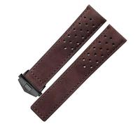 JVEIWAD Correa de reloj ventilada de piel de becerro auténtica, compatible con Tag Heuer Aquaracer Carrera, pulsera MONACO for hombre, 20 mm, 22 mm y 24 mm.(Dark brown-black,20mm)