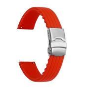 JVEIWAD Correa de silicona 22 mm compatible con Blancpain X compatible Swatch Fifty Fathoms Black Ocean hebilla plegable impermeable for hombre, repuesto correa reloj herramientas(Bright red)
