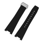 JVEIWAD Correa de silicona for reloj Bell y Ross Instruments Series BRX5R BR05 BR-05, pulsera de goma, correa deportiva BR de 25 x 12 mm.(Black-silver)