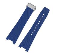 JVEIWAD Correa de silicona for reloj Bell y Ross Instruments Series BRX5R BR05 BR-05, pulsera de goma, correa deportiva BR de 25 x 12 mm.(Blue-silver)