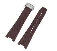 JVEIWAD Correa de silicona for reloj Bell y Ross Instruments Series BRX5R BR05 BR-05, pulsera de goma, correa deportiva BR de 25 x 12 mm.(Brown-silver)