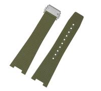 JVEIWAD Correa de silicona for reloj Bell y Ross Instruments Series BRX5R BR05 BR-05, pulsera de goma, correa deportiva BR de 25 x 12 mm.(Green-silver)